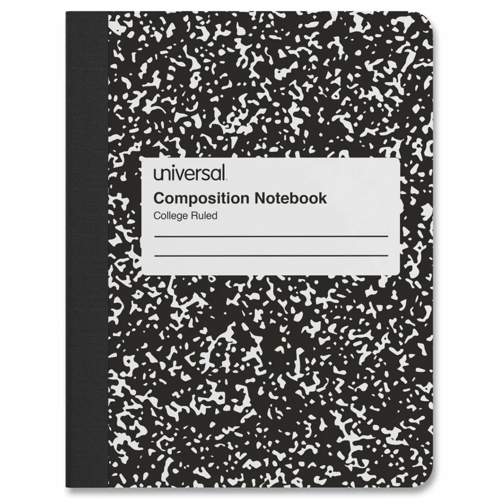 Universal Composition Book, Medium/College Rule, Black Marble Cover, (100) 9.75 x 7.5 Sheets