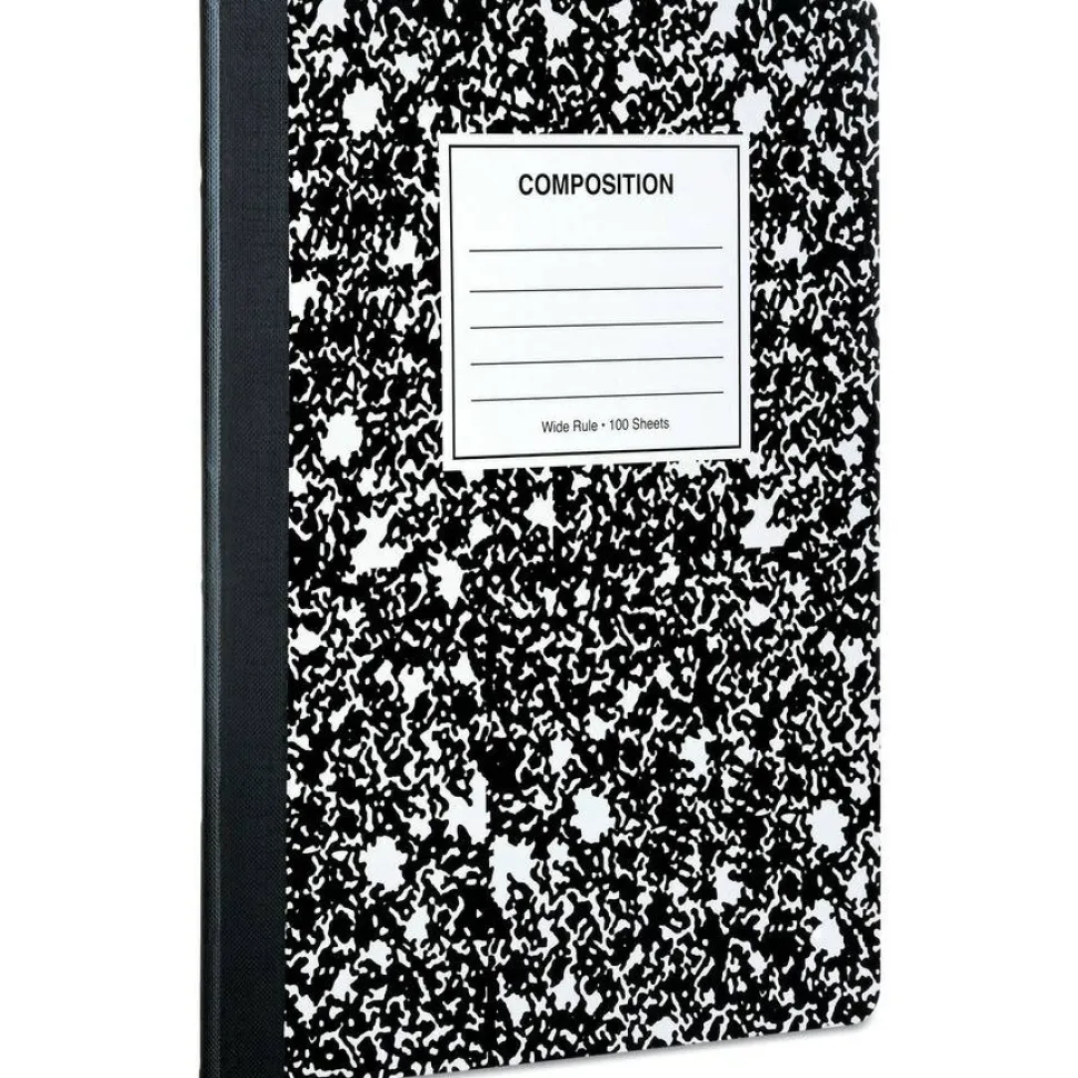 Universal Composition Book, Wide/Legal Rule, Black Marble Cover, (100) 9.75 x 7.5 Sheets, 6/Pack