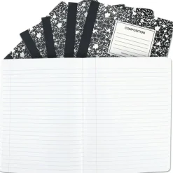Universal Composition Book, Wide/Legal Rule, Black Marble Cover, (100) 9.75 x 7.5 Sheets, 6/Pack