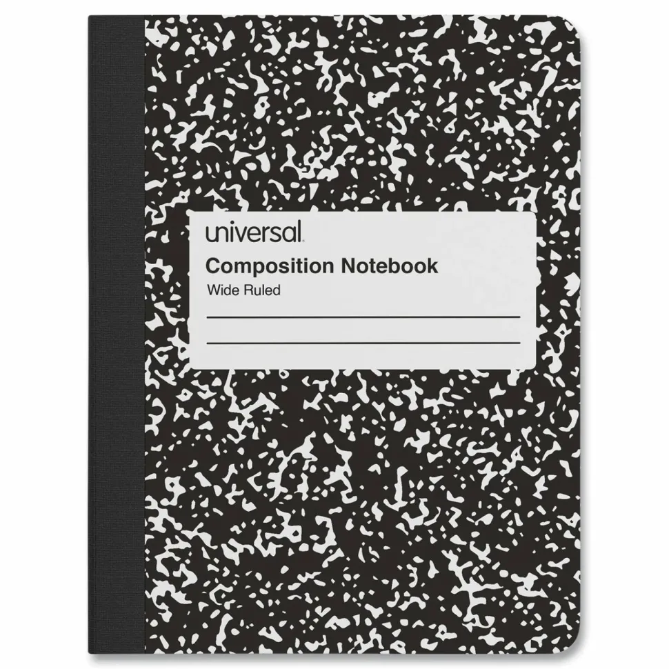 Universal Composition Book, Wide/Legal Rule, Black Marble Cover, (100) 9.75 x 7.5 Sheets, 6/Pack