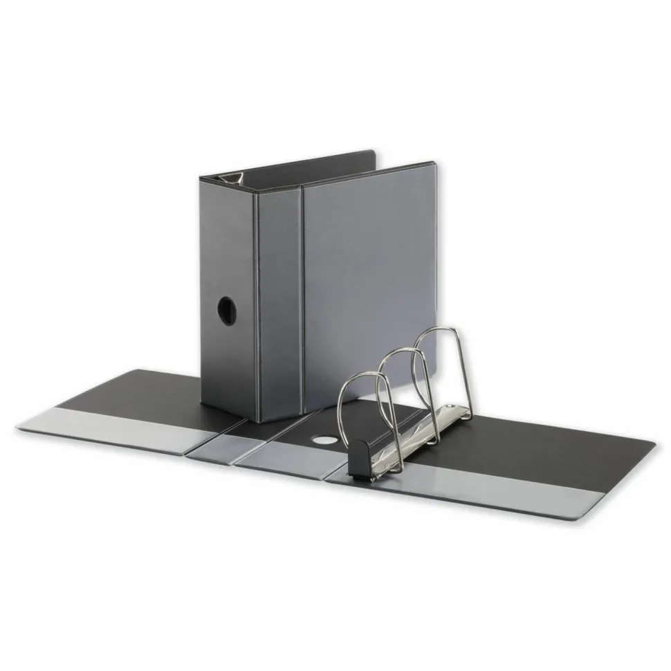 Universal Deluxe Easy-to-Open D-Ring View Binder, 3 Rings, 5" Capacity, 11 x 8.5, Black