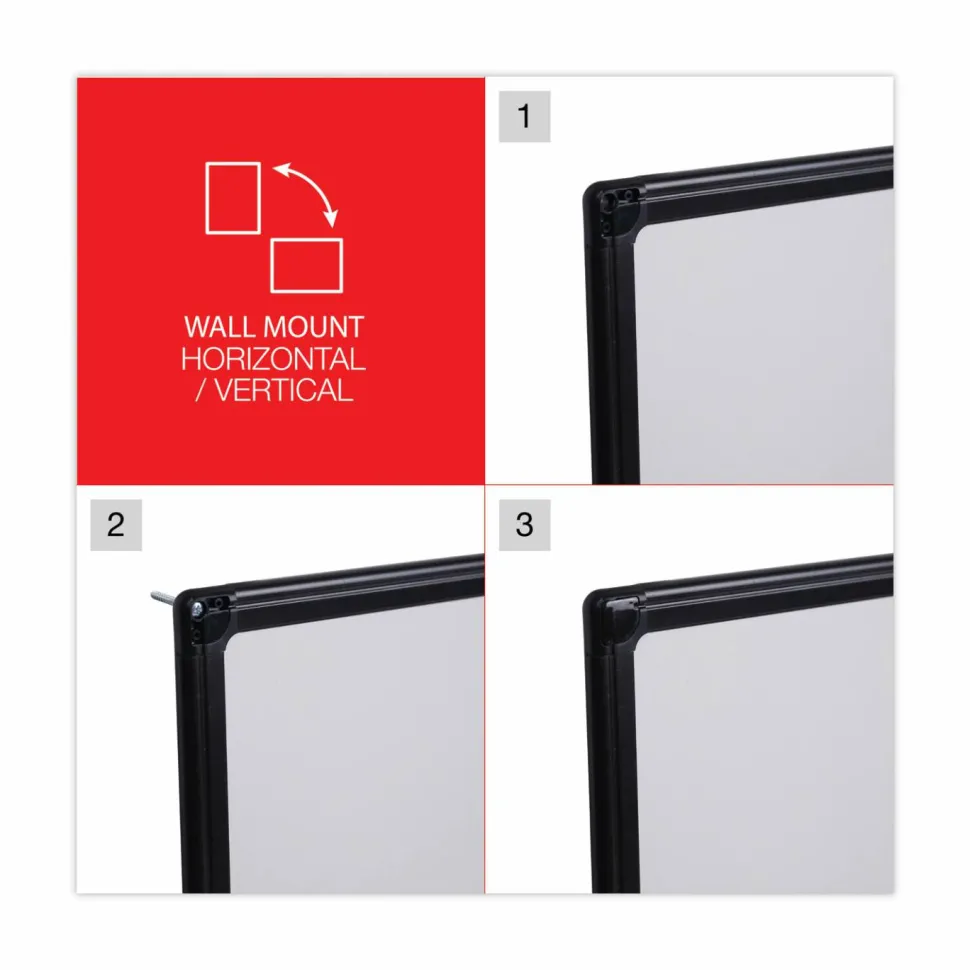 Universal Design Series Deluxe Dry Erase Board, 36" x 24", White Surface, Black Anodized Aluminum Frame