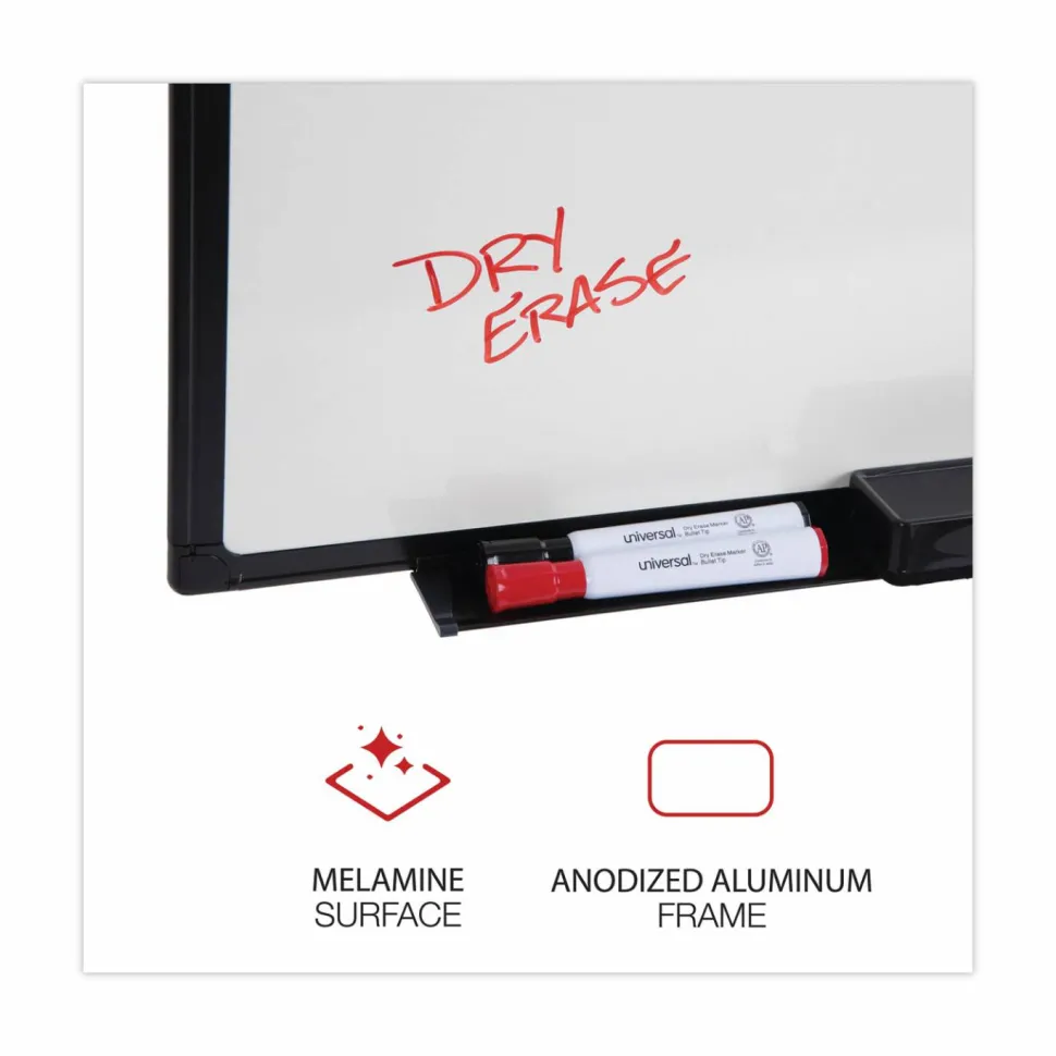 Universal Design Series Deluxe Dry Erase Board, 36" x 24", White Surface, Black Anodized Aluminum Frame