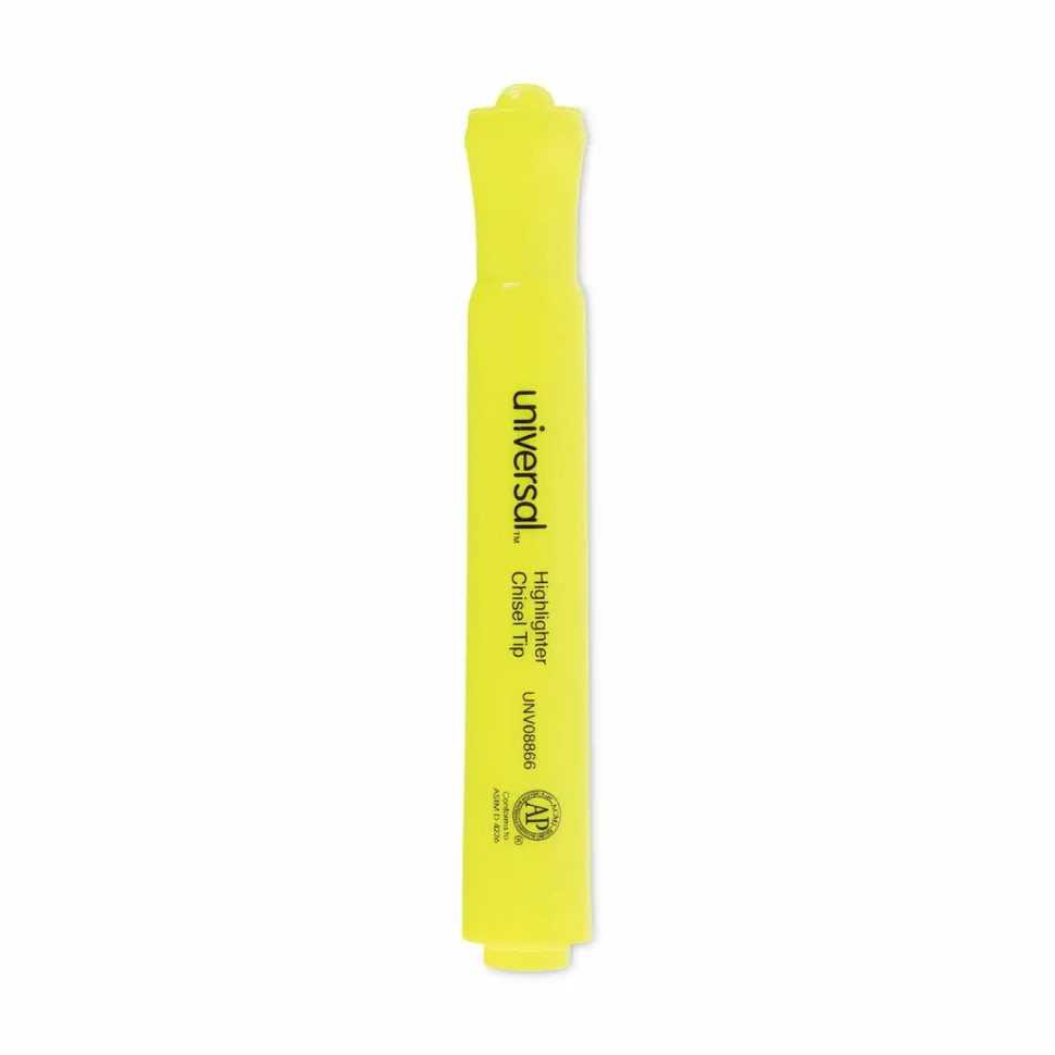 Universal Desk Highlighter Value Pack, Fluorescent Yellow Ink, Chisel Tip, Yellow Barrel, 36/Pack