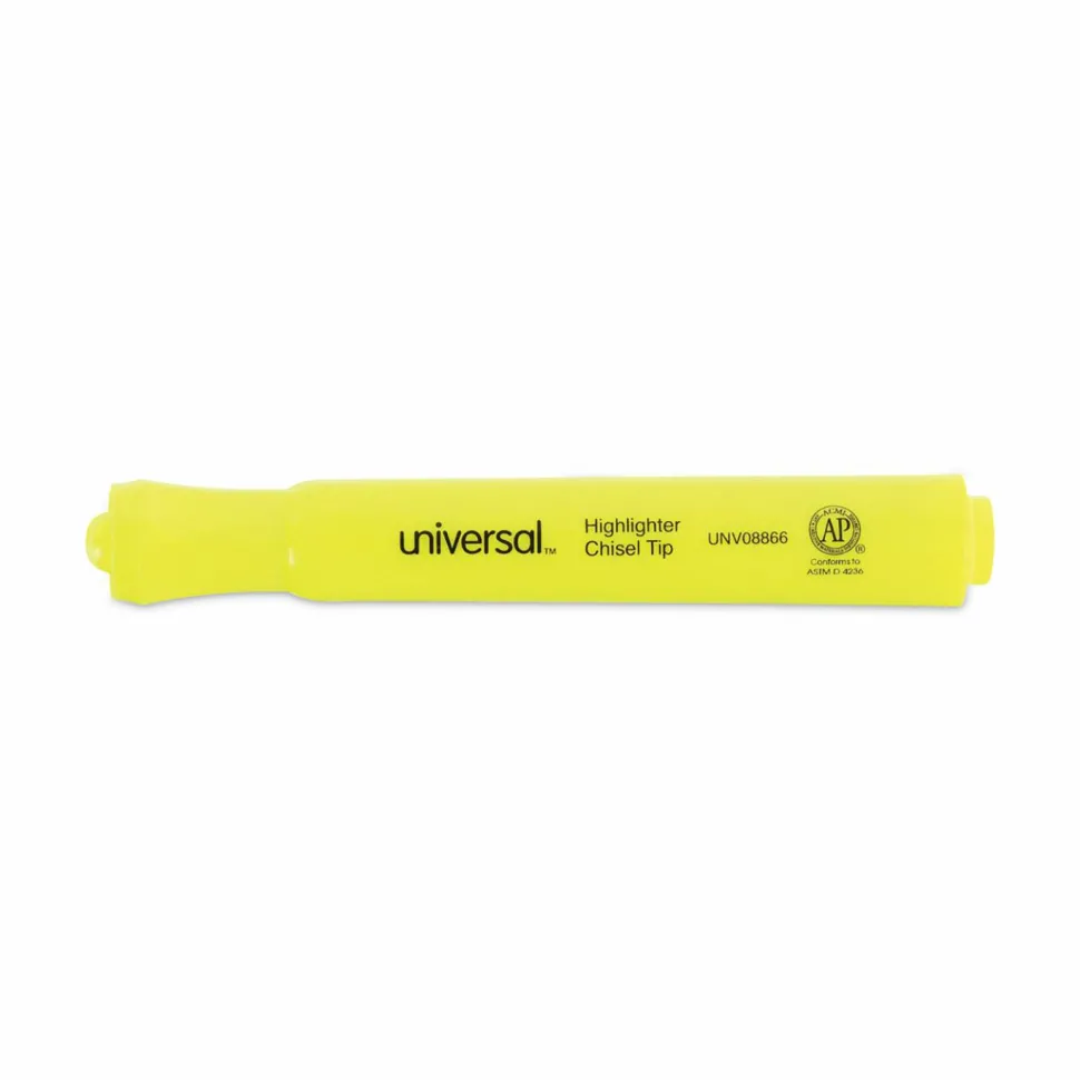 Universal Desk Highlighter Value Pack, Fluorescent Yellow Ink, Chisel Tip, Yellow Barrel, 36/Pack