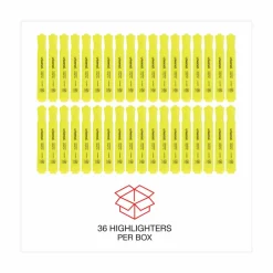 Universal Desk Highlighter Value Pack, Fluorescent Yellow Ink, Chisel Tip, Yellow Barrel, 36/Pack