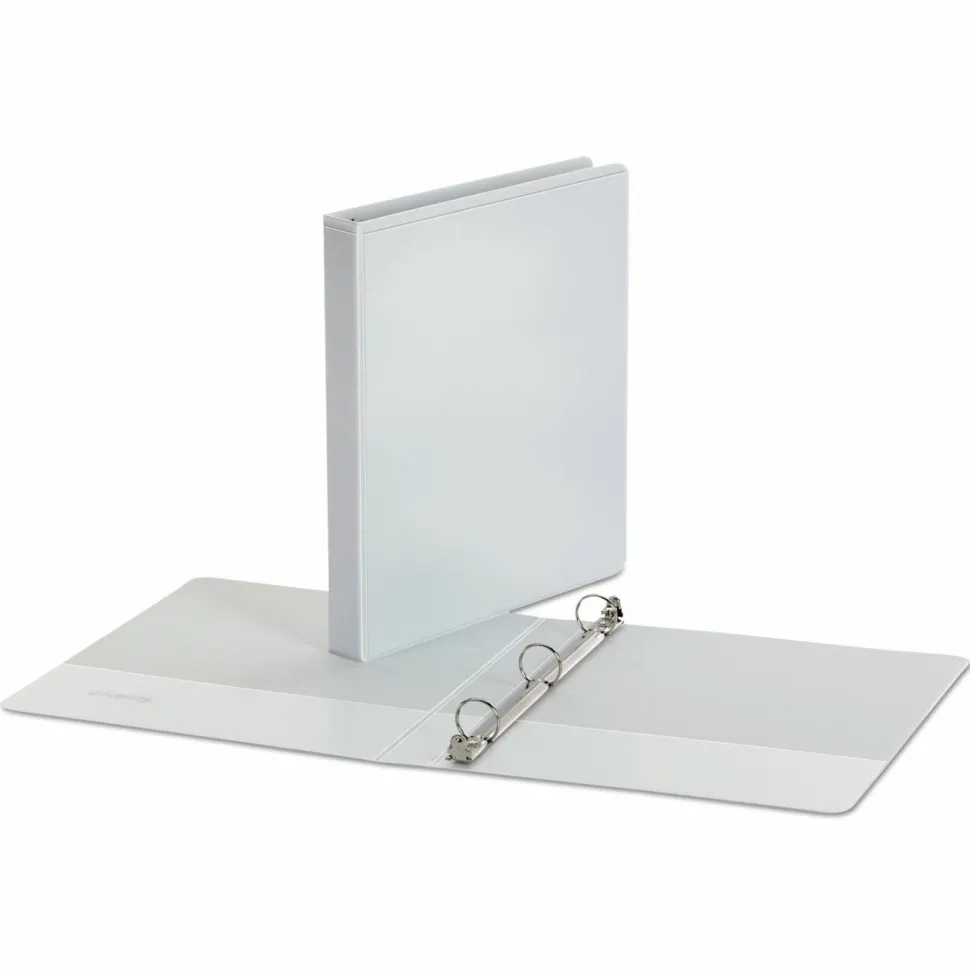 Universal Economy Round Ring View Binder, 3 Rings, 1" Capacity, 11 x 8.5, White, 12/Carton