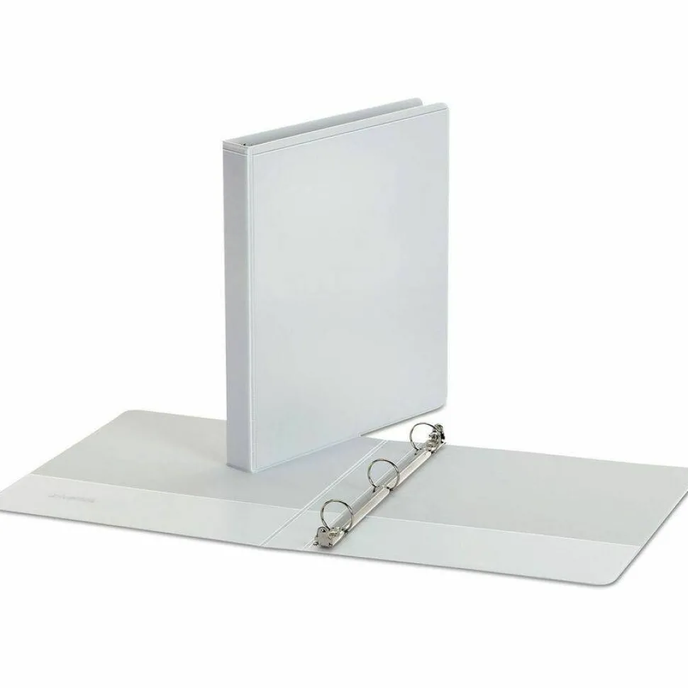 Universal Economy Round Ring View Binder, 3 Rings, 1" Capacity, 11 x 8.5, White, 12/Carton