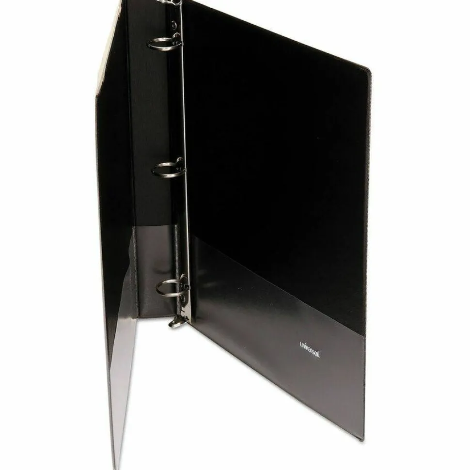 Universal Economy Round Ring View Binder, 3 Rings, 1" Capacity, 11 x 8.5, Black