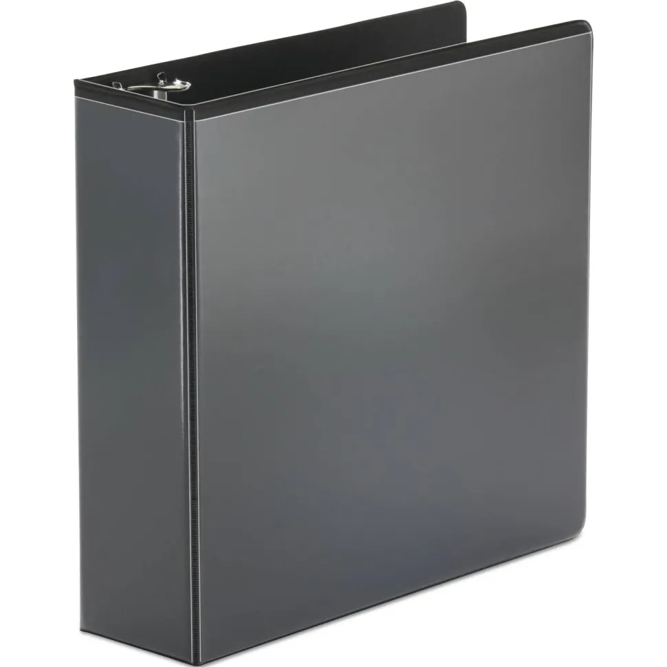Universal Economy Round Ring View Binder, 3 Rings, 3" Capacity, 11 x 8.5, Black