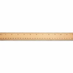 Universal Flat Wood Ruler w/Double Metal Edge, Standard, 12" Long, Clear Lacquer Finish