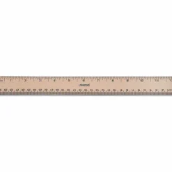 Universal Flat Wood Ruler w/Double Metal Edge, Standard, 12" Long, Clear Lacquer Finish
