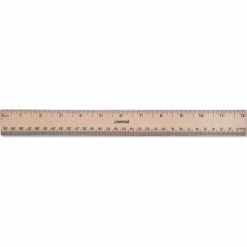 Universal Flat Wood Ruler w/Double Metal Edge, Standard, 12