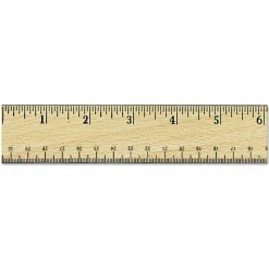 Universal Flat Wood Ruler w/Double Metal Edge, Standard, 12