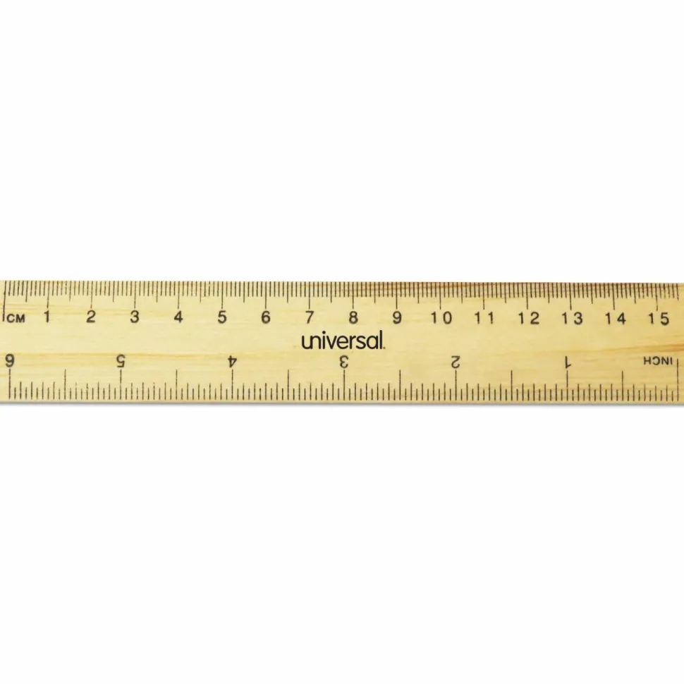 Universal Flat Wood Ruler, Standard/Metric, 6" Long
