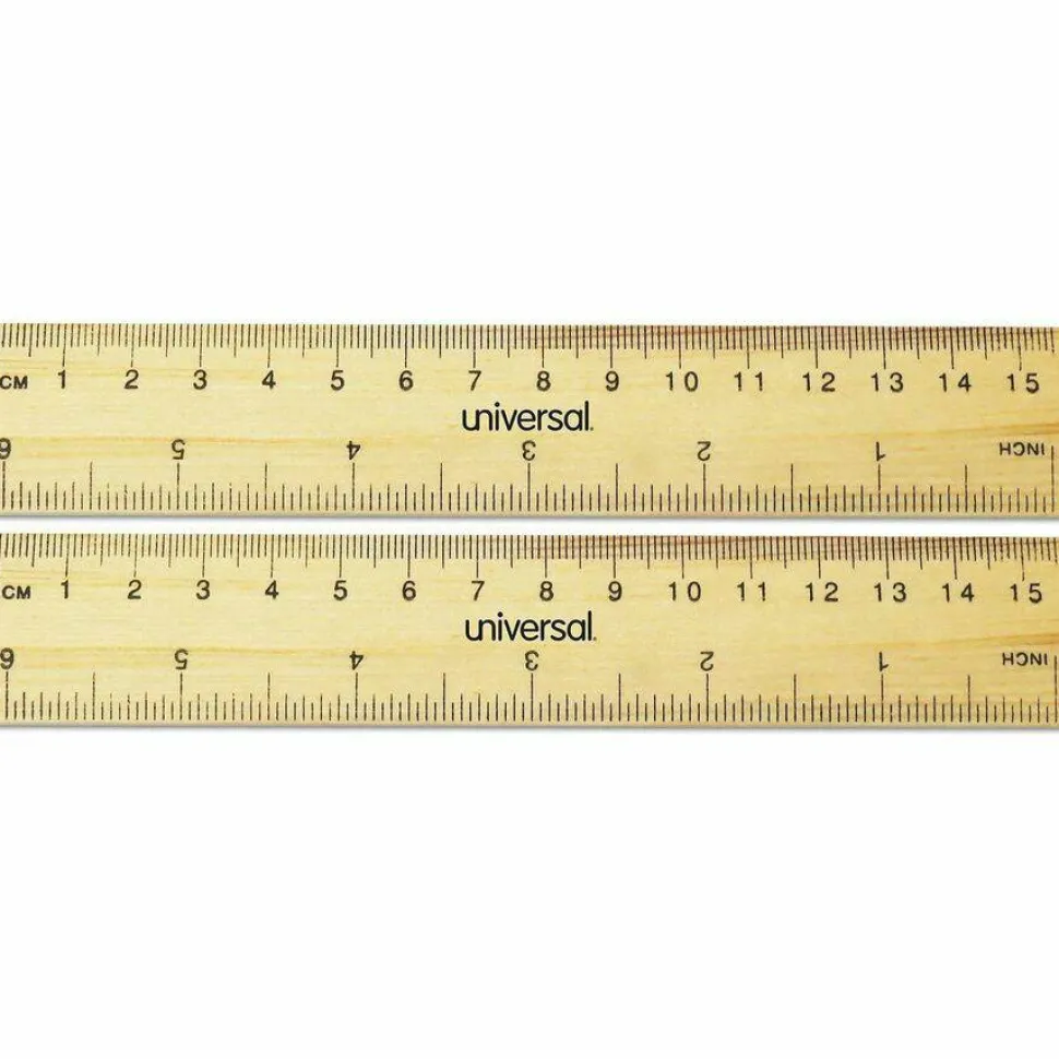 Universal Flat Wood Ruler, Standard/Metric, 6" Long