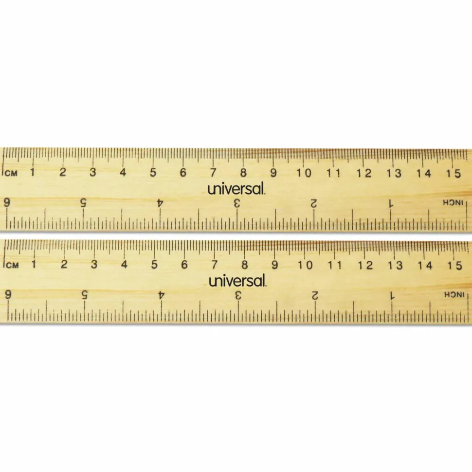 Universal Flat Wood Ruler, Standard/Metric, 6" Long