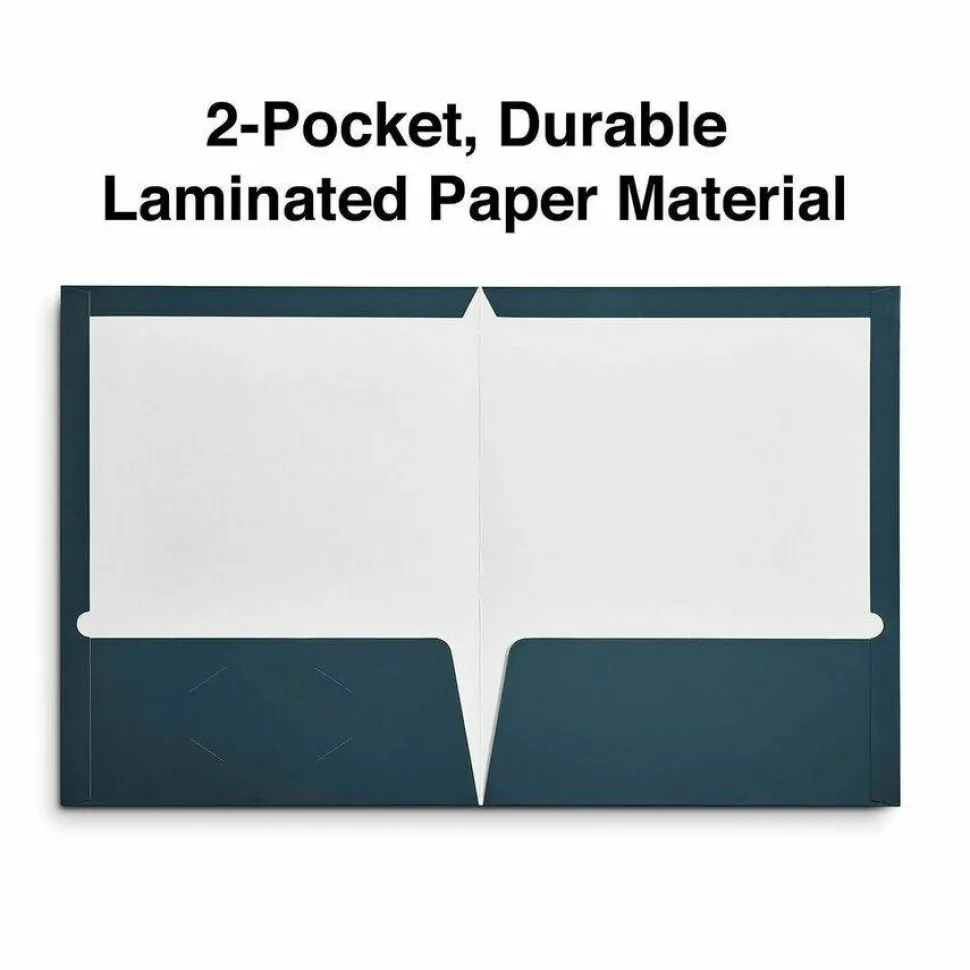 Universal Laminated Two-Pocket Folder, Accommodates (100) 11 x 8.5 Sheets, Navy, 25/Box