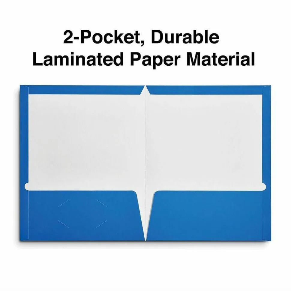 Universal Laminated Two-Pocket Folder, Accommodates (100) 11 x 8.5 Sheets, Blue, 25/Box