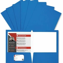 Universal Laminated Two-Pocket Folder, Accommodates (100) 11 x 8.5 Sheets, Blue, 25/Box
