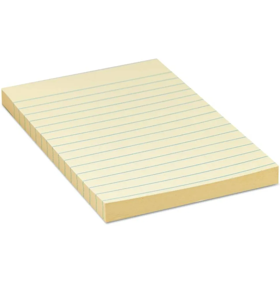 Universal Recycled Self-Stick Note Pads, Note Ruled, 4" x 6", Yellow, 100 Sheets/Pad, 12 Pads/Pack