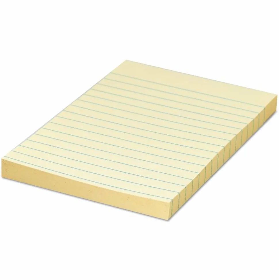 Universal Recycled Self-Stick Note Pads, Note Ruled, 4" x 6", Yellow, 100 Sheets/Pad, 12 Pads/Pack
