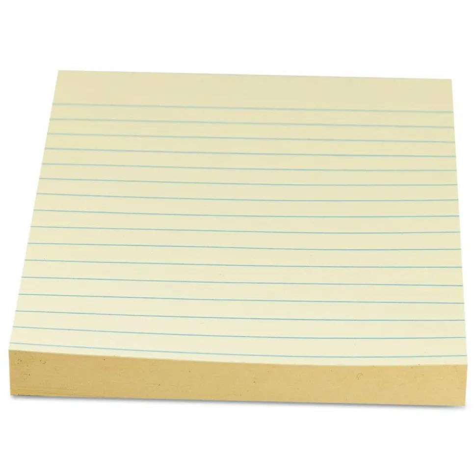 Universal Recycled Self-Stick Note Pads, Note Ruled, 4" x 6", Yellow, 100 Sheets/Pad, 12 Pads/Pack