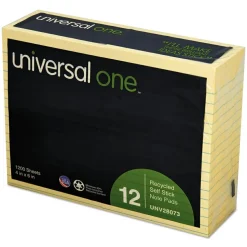 Universal Recycled Self-Stick Note Pads, Note Ruled, 4