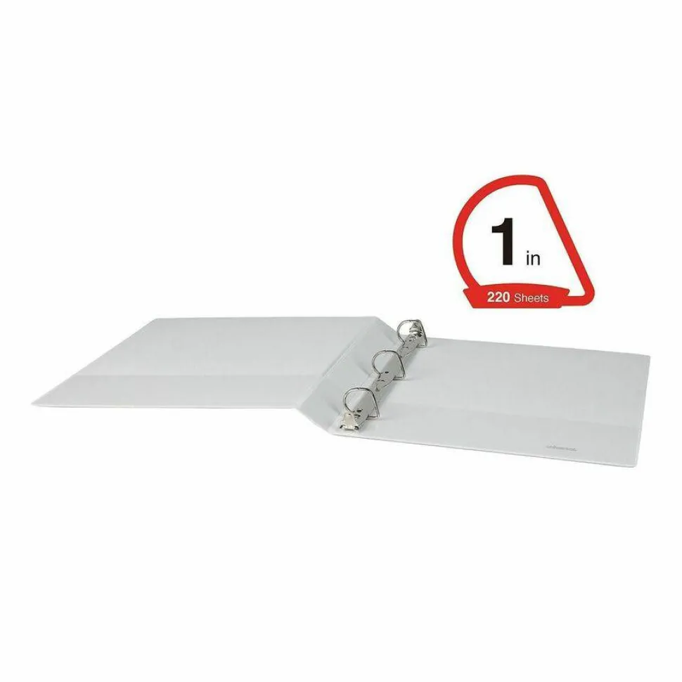 Universal Slant D-Ring View Binder, 3 Rings, 1" Capacity, 11 x 8.5, White, 12/Carton