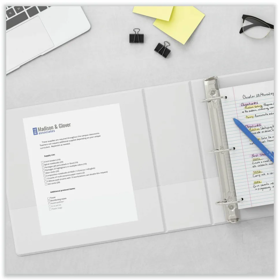 Universal Slant D-Ring View Binder, 3 Rings, 3" Capacity, 11 x 8.5, White