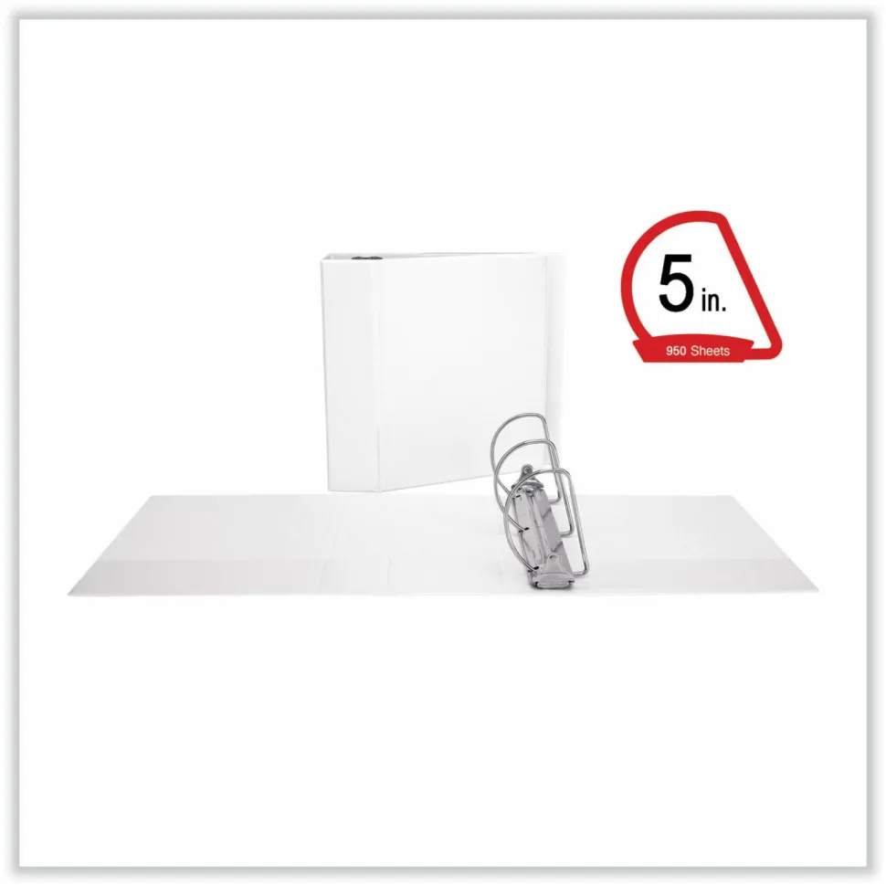 Universal Slant D-Ring View Binder, 3 Rings, 5" Capacity, 11 x 8.5, White