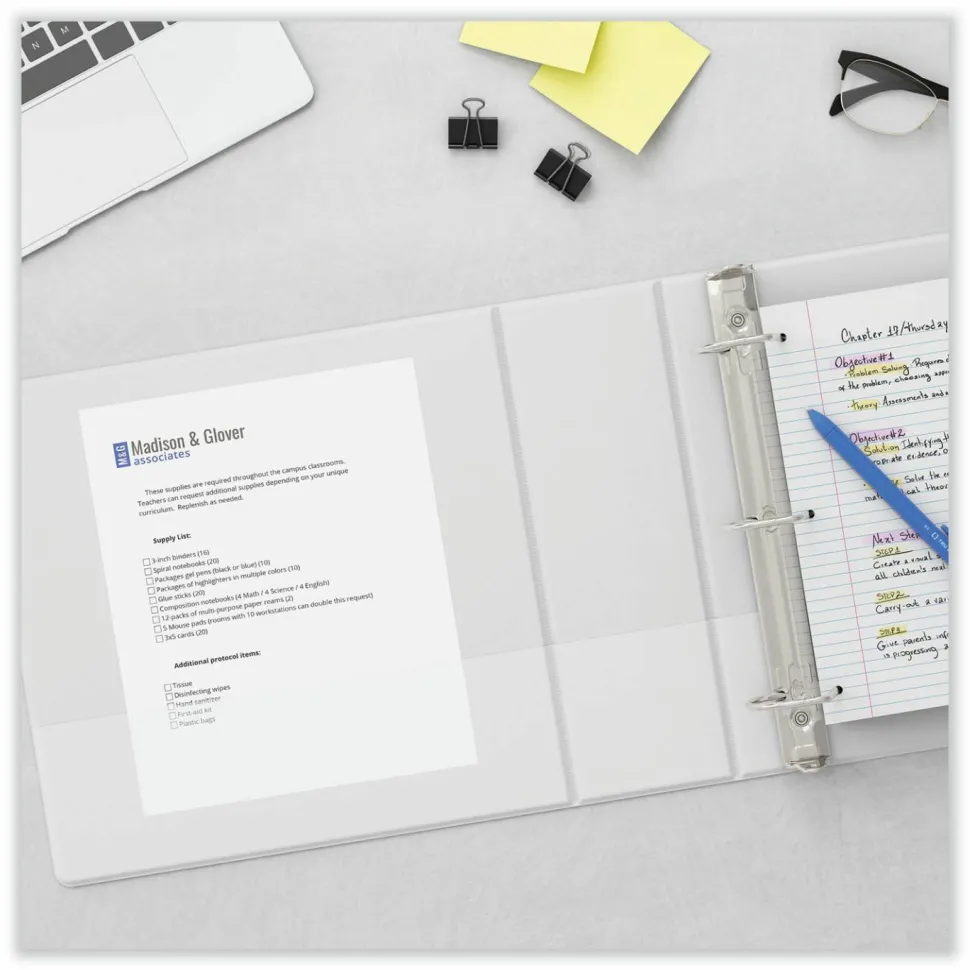 Universal Slant D-Ring View Binder, 3 Rings, 5" Capacity, 11 x 8.5, White