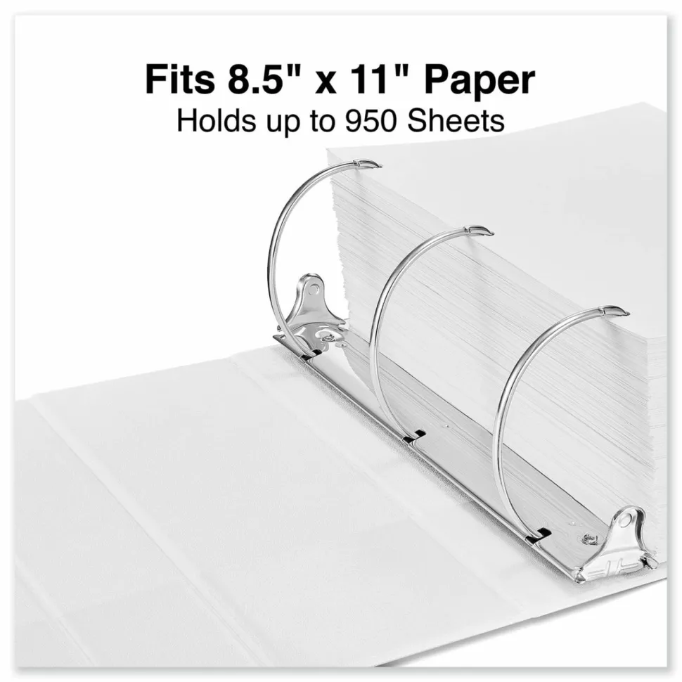 Universal Slant D-Ring View Binder, 3 Rings, 5" Capacity, 11 x 8.5, White