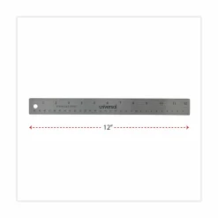 Universal Stainless Steel Ruler with Cork Back and Hanging Hole, Standard/Metric, 12