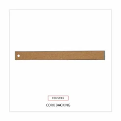 Universal Stainless Steel Ruler with Cork Back and Hanging Hole, Standard/Metric, 12