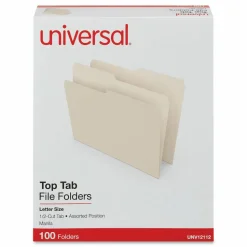 Universal Top Tab File Folders, 1/2-Cut Tabs: Assorted, Letter Size, 0.75