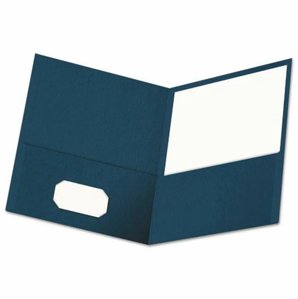 Universal Two-Pocket Portfolios with Textured Covers, Accommodates 11 x 8.5 Sheets, Dark Blue, 25/Box