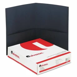 Universal Two-Pocket Portfolios with Textured Covers, Accommodates 11 x 8.5 Sheets, Dark Blue, 25/Box