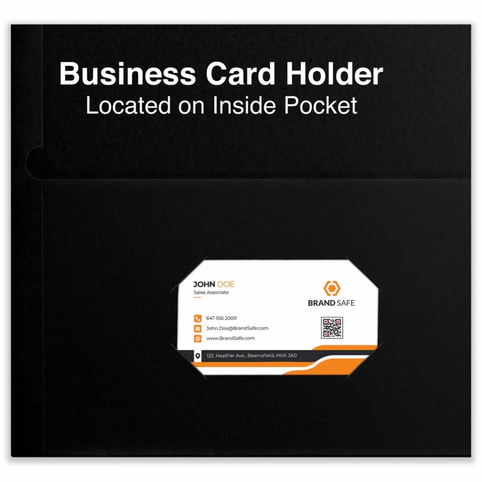 Universal Two-Pocket Portfolios with Textured Covers, Accommodates 11 x 8.5 Sheets, Black, 25/Box