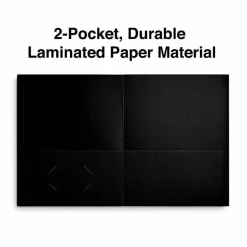 Universal Two-Pocket Portfolios with Textured Covers, Accommodates 11 x 8.5 Sheets, Black, 25/Box