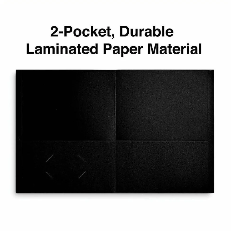 Universal Two-Pocket Portfolios with Textured Covers, Accommodates 11 x 8.5 Sheets, Black, 25/Box