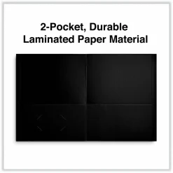Universal Two-Pocket Portfolios with Textured Covers, Accommodates 11 x 8.5 Sheets, Black, 25/Box