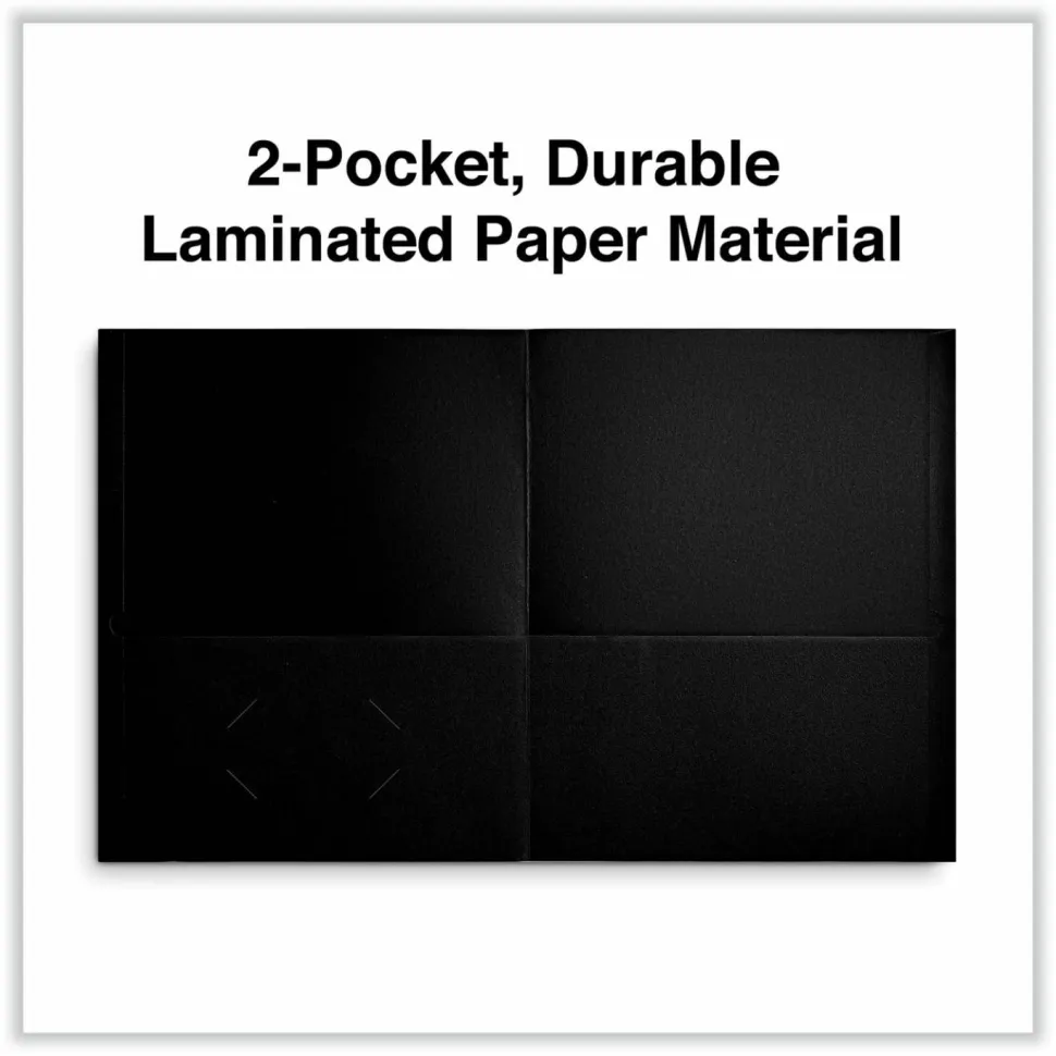 Universal Two-Pocket Portfolios with Textured Covers, Accommodates 11 x 8.5 Sheets, Black, 25/Box