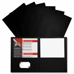 Universal Two-Pocket Portfolios with Textured Covers, Accommodates 11 x 8.5 Sheets, Black, 25/Box