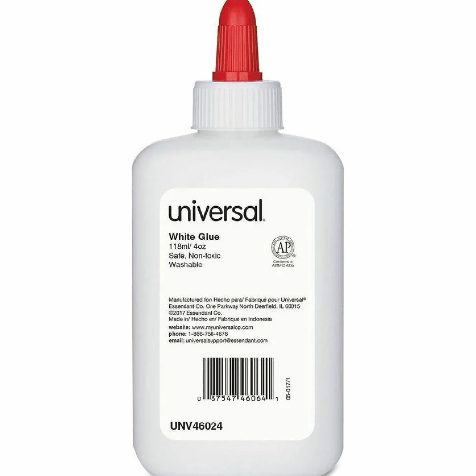 Universal Washable White Glue, 4 oz, Dries Clear, 3/Pack