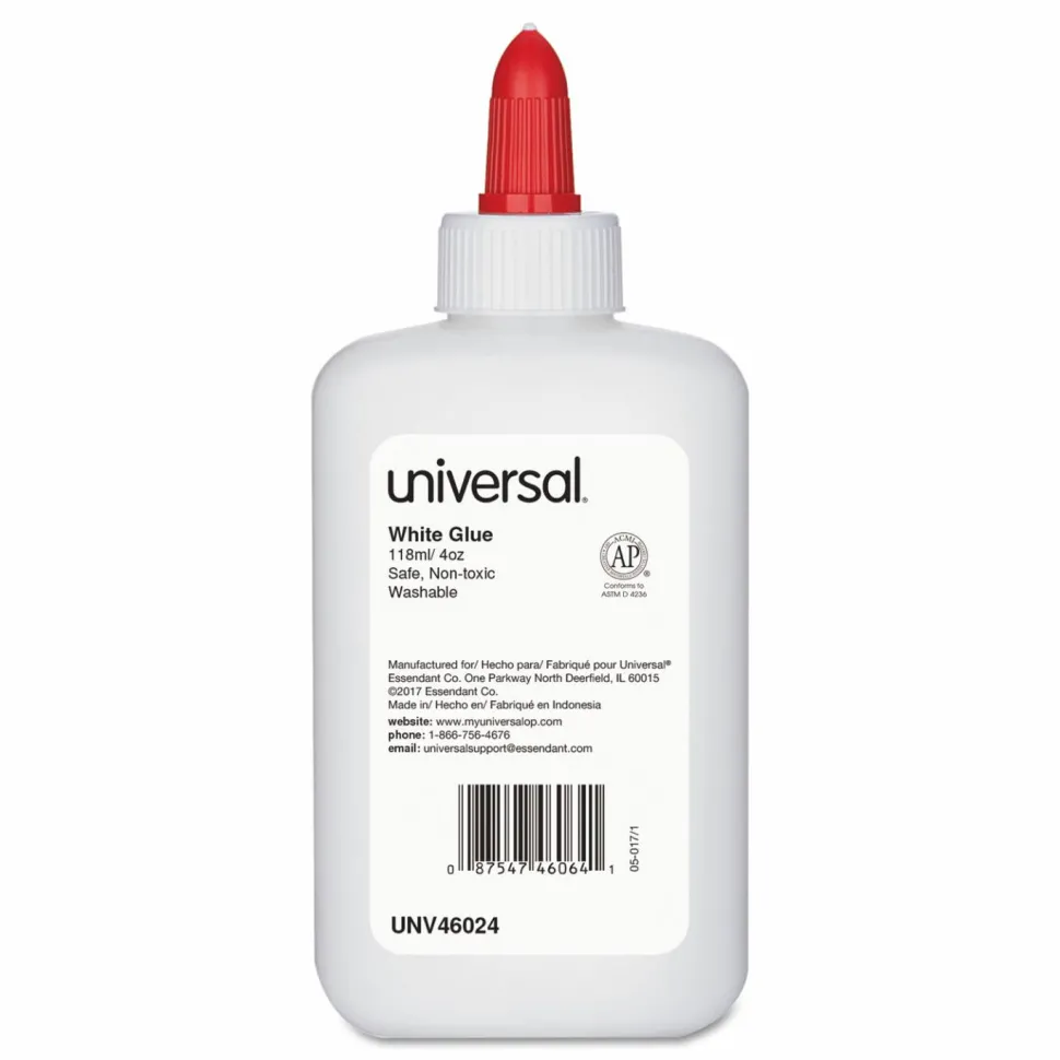 Universal Washable White Glue, 4 oz, Dries Clear, 3/Pack