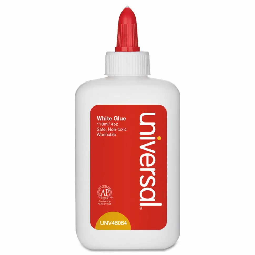 Universal Washable White Glue, 4 oz, Dries Clear, 3/Pack
