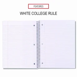 Universal Wirebound Notebook, 1-Subject, Medium/College Rule, Assorted Cover Colors, (70) 10.5 x 8 Sheets, 4/Pack