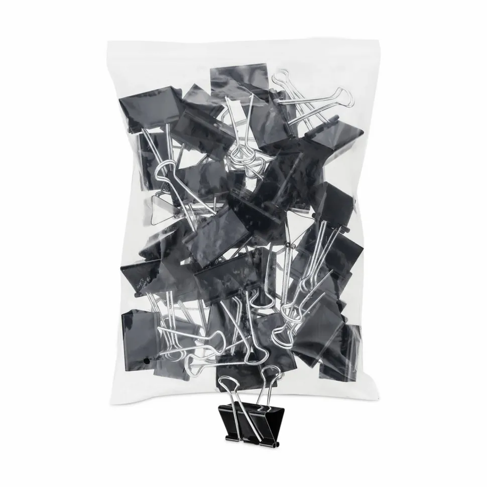 Universal Binder Clip Zip-Seal Bag Value Pack, Large, Black/Silver, 36/Pack