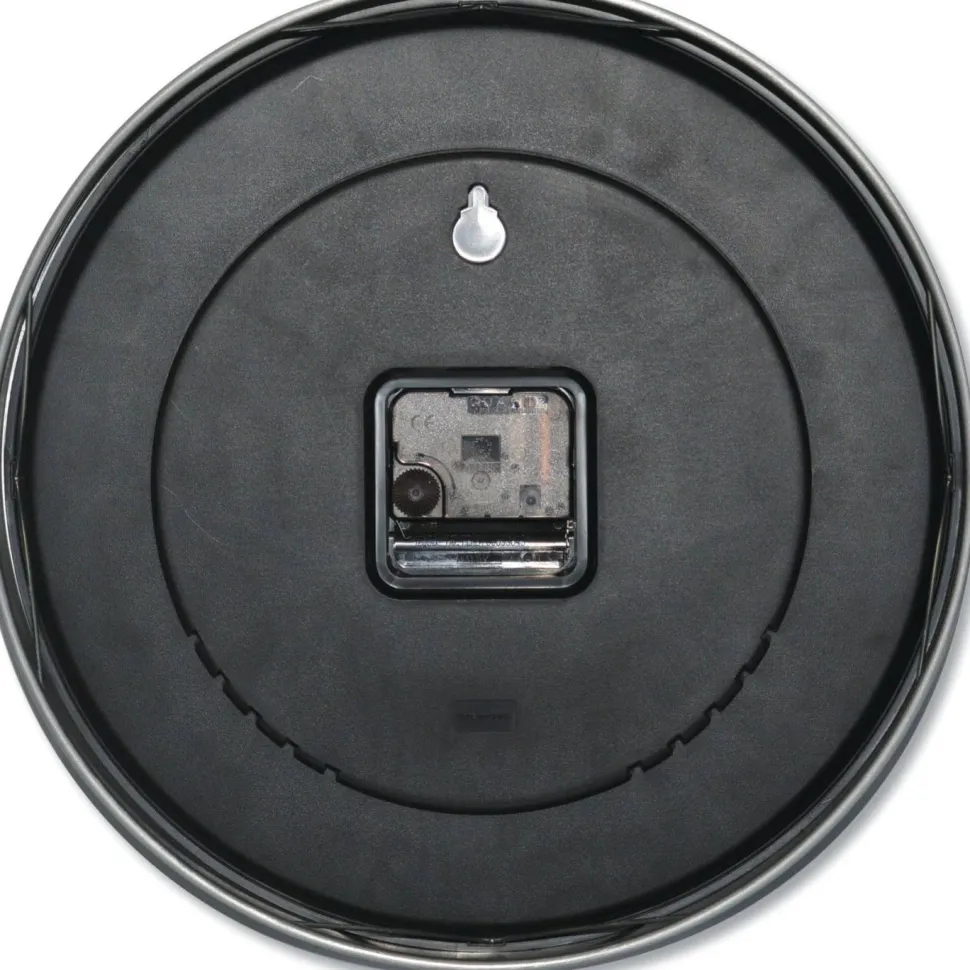 Universal Brushed Aluminum Wall Clock, 12" Overall Diameter, Silver Case, 1 AA (sold separately)